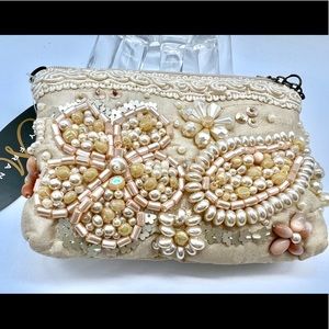 Mary Frances crossbody White beaded bag